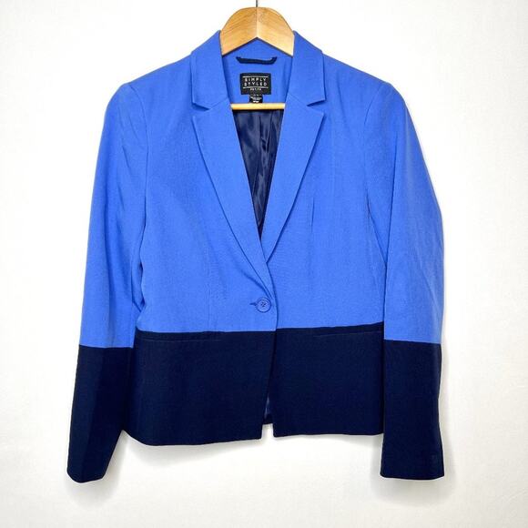 NWT Simply Styled By Sears Blue Color Block Blazer Medium Petite - Picture 1 of 8
